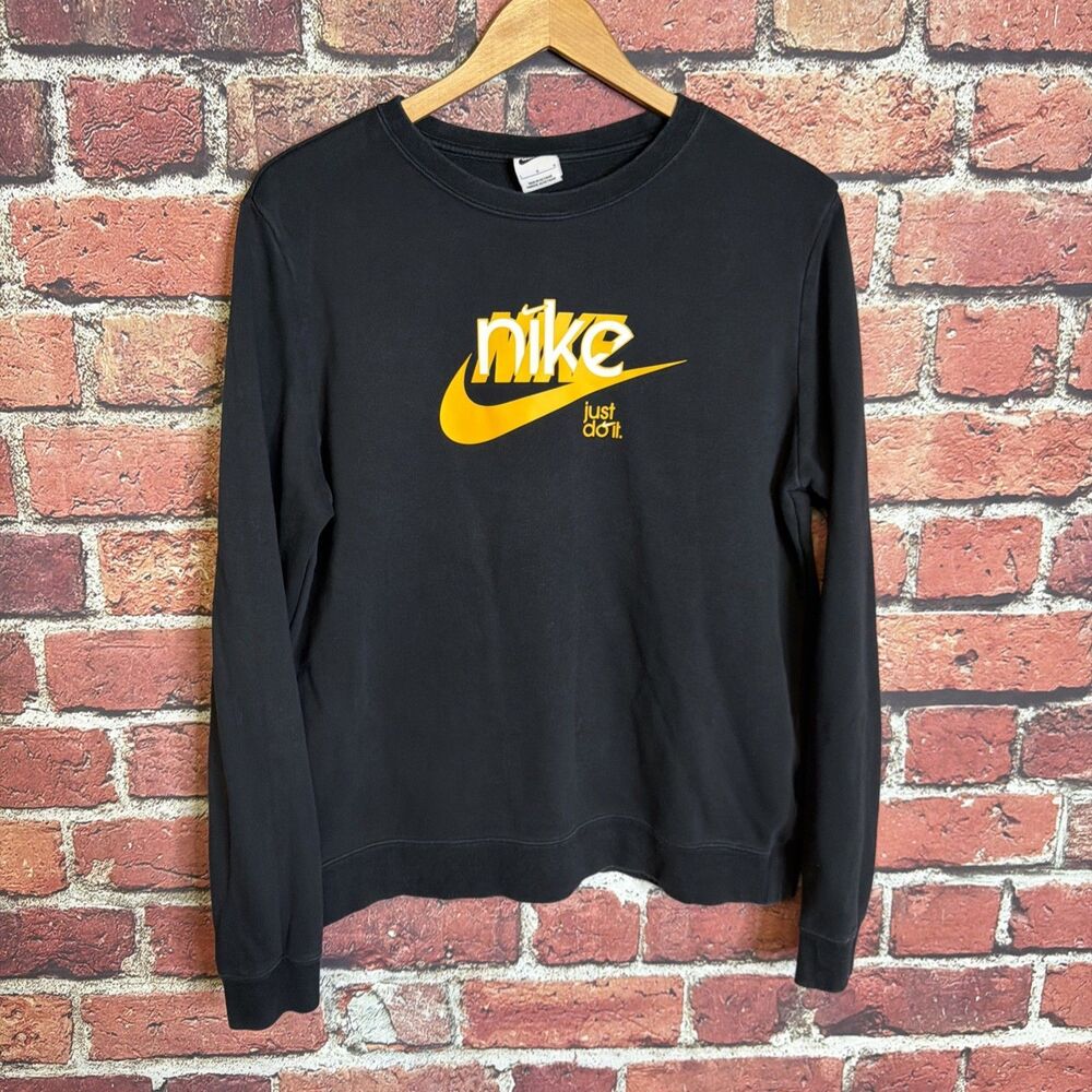 Nike Sweatshirt Mens Large Black Just Do It Casual Crewneck Pullover FN3628-010